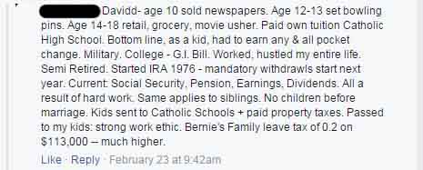 A Baby Boomer friend of mine explaining how hard he’s worked. 
